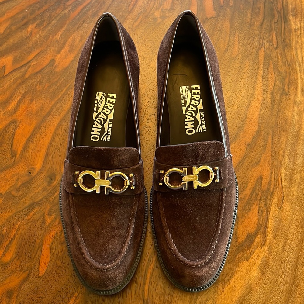 Ferragamo Suede Loafers, 7.5 2A